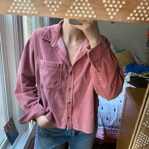 Pink corduroy button down